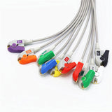 For Nihon Kohden EKG Cable 10 Leads Wires Pinch/Grabber Connector AHA 15 Pins 4.7K resistor