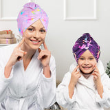1pc Microfiber Hair Towel Wrap With Button for Kids, Soft Quick Dry Hair Cap, Cartoon Pattern Hair Towel For Bathroom, Absorbent Hair Wrap Towel for Women and Girls, Bathroom Supplies