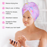1pc Microfiber Hair Towel Wrap With Button for Kids, Soft Quick Dry Hair Cap, Cartoon Pattern Hair Towel For Bathroom, Absorbent Hair Wrap Towel for Women and Girls, Bathroom Supplies