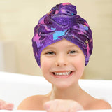 1pc Microfiber Hair Towel Wrap With Button for Kids, Soft Quick Dry Hair Cap, Cartoon Pattern Hair Towel For Bathroom, Absorbent Hair Wrap Towel for Women and Girls, Bathroom Supplies