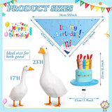 Happy Birthday Gänse-Outfit, Veranda-Gänse-Outfits mit Happy Birthday-Kuchenhut und Bandana, Yard-Gänse-Outfits für 23" 17" Zement-Kunststoff-Gänse-Enten-Dekorationen 