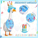 Happy Birthday Gänse-Outfit, Veranda-Gänse-Outfits mit Happy Birthday-Kuchenhut und Bandana, Yard-Gänse-Outfits für 23" 17" Zement-Kunststoff-Gänse-Enten-Dekorationen 