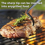 Meat Hook Flipper,BBQ Food Turner,Pigtail Flipper Hook,Stainless Steel Meat Turner Hook for Grilling & Smoking,Great Tool for BBQ,Turning Vegetables and Meats BBQ Grill
