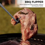 Meat Hook Flipper,BBQ Food Turner,Pigtail Flipper Hook,Stainless Steel Meat Turner Hook for Grilling & Smoking,Great Tool for BBQ,Turning Vegetables and Meats BBQ Grill