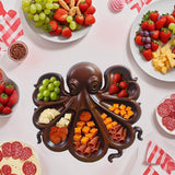 Octopus Charcuterie Platter, Ocean Themed Cheese Bread Board, Novelty Unique Serving Tray Board for Cheese Meats Fruit, Small Design Wood Serving Tray