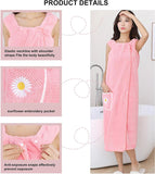 Women's Wearable Bath Towel, Women's Bath Towel, Women's Bath Towel Shower with Pocket Adjustable Bathrobe, Household Bathrobe