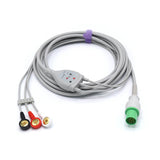 For Hellige ECG Cable 3 Leadwires 303-442-99 AHA Snap Connector 10 Pins