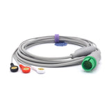 For Spacelabs 72713 ECG Cable 3 Leadwires AHA 17 Pin Snap Connector