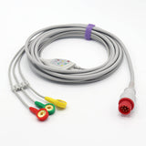 For Bionet ECG Cable 3 Leadwires IEC European Standard Snap Connector
