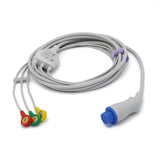 For Datex Ohmeda ECG Cable 3 Leadwires Snap IEC European Standard Connector