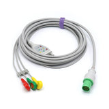For Hellige ECG Cable 3 Leadwires 303-442-99 IEC European Standard Snap Connector
