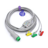 For Mindray ECG Cable 3 Leadwires 12-Pin Connector Pinch/Grabber IEC European Standard