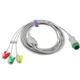 For Mindray ECG Cable 3 Leadwires 12-Pin Connector Pinch/Grabber IEC European Standard - sinokmed
