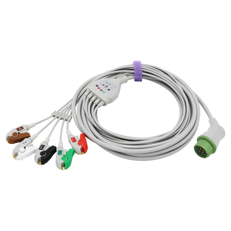 For Fukuda Denshi ECG Cable 5 LeadsWires Pinch/Grabber AHA Connector - sinokmed