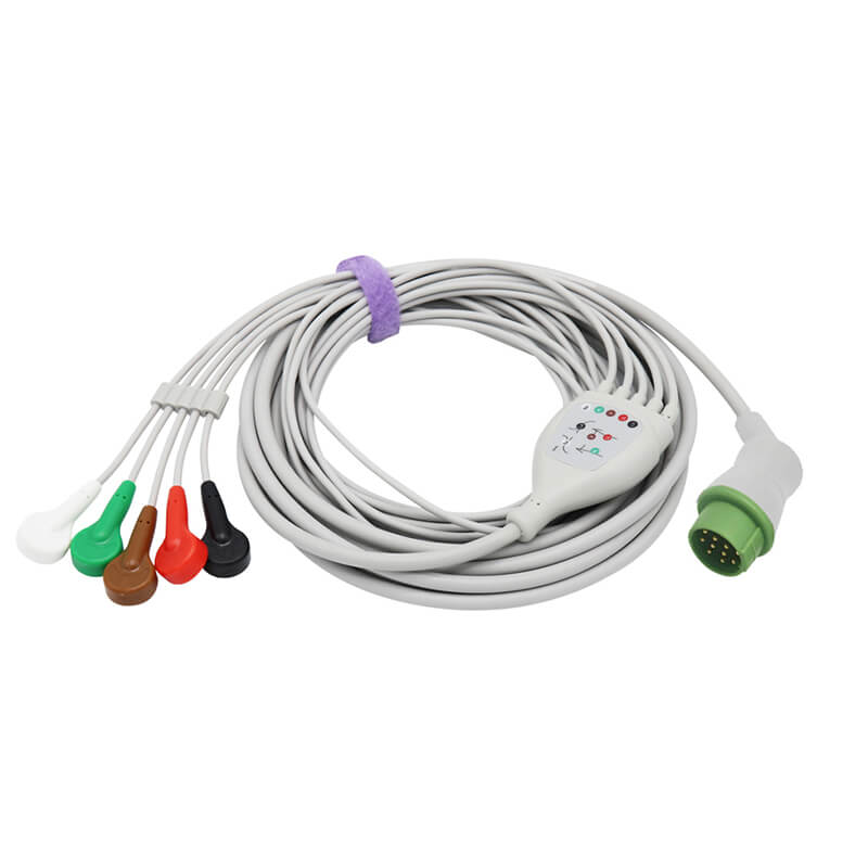 For Fukuda Denshi CI-700E-5 ECG Cable 5 LeadsWires Snap AHA Connector - sinokmed
