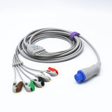 For GE Datex Ohmeda ECG Cable with 5 Lead ECG Cables 4.0 Pinch/Grabber Connector Round 10 Pins AHA Connector
