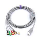 Für Philips M1977A EKG-Kabel 5 Leitungsdrähte 12-poliger AHA-Schnappanschluss