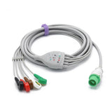 For Fukuda Denshi ECG Cable 5 Leads Wires Snap AHA Connector