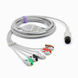 For AAMI ECG Cable 5 Leadwires 6pins Straight Connector AHA Pinch