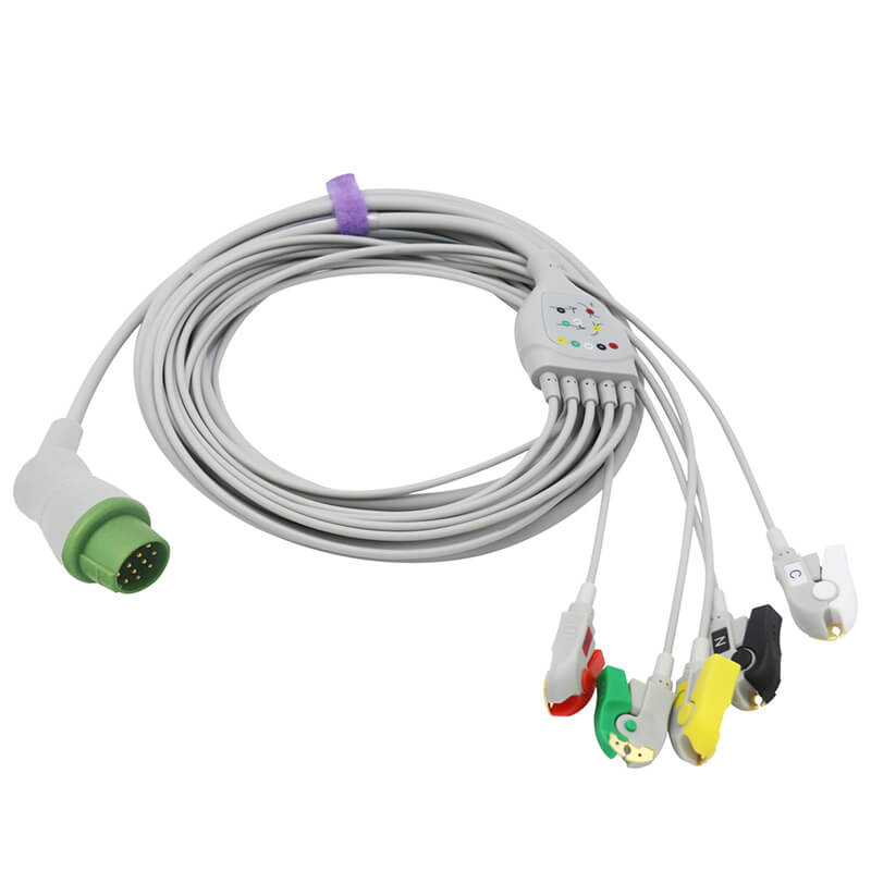 For Fukuda Denshi ECG Cable 5 Leads Wires IEC European Standard Pinch/Grabber Connector - sinokmed