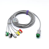 For Mindray ECG Cable 5 Lead wires 12 Pin Pinch/Grabber IEC European Standard Connector
