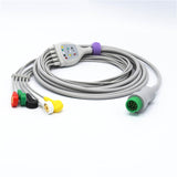 For Mindray ECG Cable 5 Lead wires Snap 12 pin IEC European Standard Connector