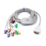 For Burdick 007725 EKG Cable 10 LeadsWires AHA Pinch/Grabber Connector