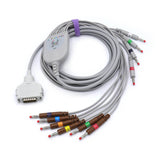 For Fukuda Denshi EKG Cable 10 Leads Wires AHA Banana 4.0mm