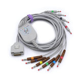 For Fukuda Me EKG Cable 10 Leads Wires 15 Pins Connector AHA Banana 4.0mm