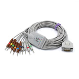 For Fukuda Me EKG Cable 10 Leads Wires 15 Pins AHA Needle Connector