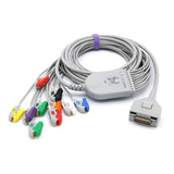 For Fukuda Me EKG Cable 10 Leads Wires 15 Pins AHA Pinch/Grabber Connector