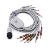 For  Kenz 10 Leads Wires AHA Banana Cardioline EKG Cable 16 male pin 4.0mm