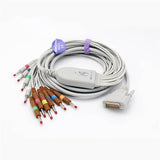 For Nihon Kohden BA-902D EKG Cable 10 Leads Wires 15 Pins Connector AHA Banana 4.0mm