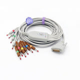 For Nihon Kohden EKG Cable BA-902D 10 Leads Wires 15 Pins Connector AHA Banana 4.0mm