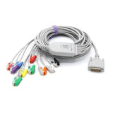 For Nihon Kohden EKG Cable 10 Leads Wires Pinch/Grabber Connector AHA 15 Pins 4.7K resistor