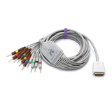 For Nihon Kohden EKG Cable Leads Wires 15 Pins Connector AHA Needle 3.0mm