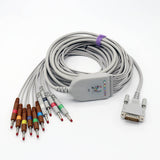 For ECG/EKG Cable for Schiller AT3 AT6 CS6 AT5 AT10 AT60 10 Leads Wires 9.8 ft AHA Banana 4.0mm 15 Pins