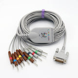 For Schiller EKG Cable 10 Leads Wires Needle 3.0mm AHA Standard 15 Pins Connector