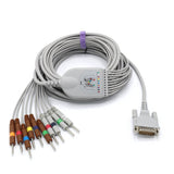 For Schiller EKG Cable 10 Leads Wires AHA Needle Connector 3.0mm 15Pins Long screw