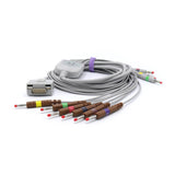 For Fukuda Me EKG Cable 10 Leads Wires 15 Pins Connector IEC Banana 4.0mm
