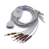 For Fukuda Me EKG Cable 10 Leads Wires 15 Pins Connector IEC Banana 4.0mm