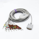 For Nihon Kohden BJ-901D EKG Cable 10 Leads Wires 15 Pins Needle European Standard Connector