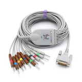 For Schiller EKG Cable 10 Leads Wires Needle 3.0mm IEC European Standard 15 Pins Connector