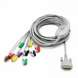 For Schiller EKG Cable 10 LeadsWires Pinch/Grabber IEC Standard 15 Pins Connector