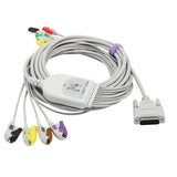 For Edan EKG Cable 10 Leads Wires  Pinch Clip 15 Pins European Standard Connector - sinokmed