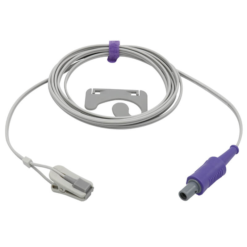 For Biolight Spo2 Sensor Adult Ear Clip 9.8 ft 5 Pins Connector - sinokmed