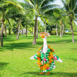 Hawaiianische Veranda-Gans-Outfits, Yard-Gans-Kleidung, Hawaii-Kranz mit Strohhut-Brille, 4-teiliges/Set Sommer-Rasengans-Kostüm, für 23-Zoll-Statue, Terrassen-Gartendekoration 